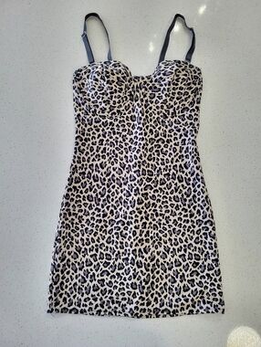 Leopard Print Body Slimmers Shaping Slip Dress 34C Bodycon Lingerie